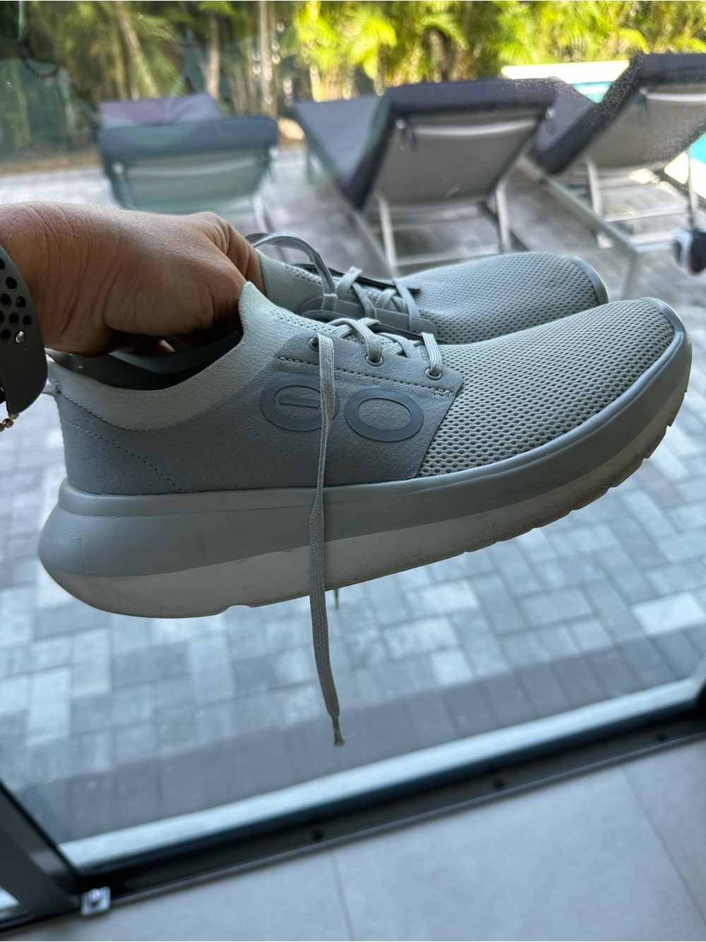 OOFOS Men's Athletic Slip-On Lace Sneakers in Light Gray